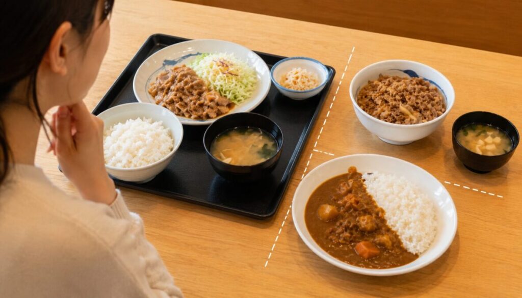 対象メニューは定食と朝定食