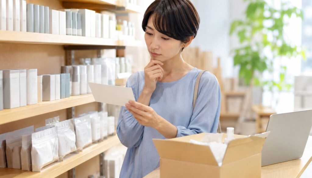 販売終了情報を照合する場面